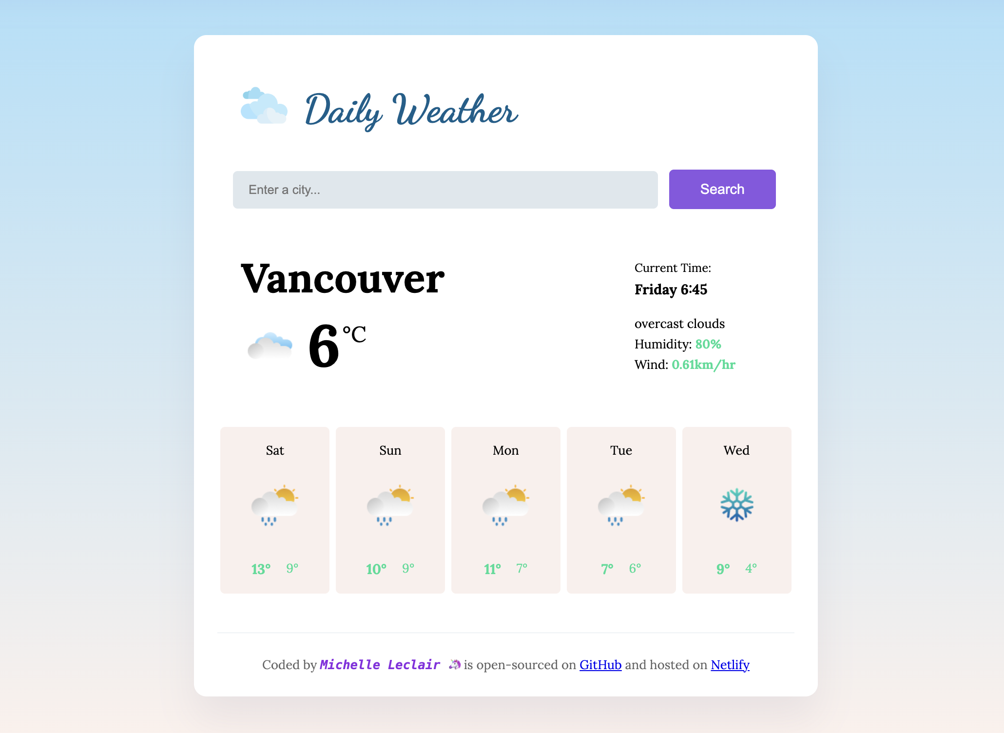 weather app preview